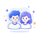 Icono de comunidad que representa apoyo de personas expertas.