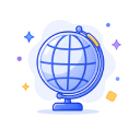 Icono de globo que representa buscadores y sitios especializados.