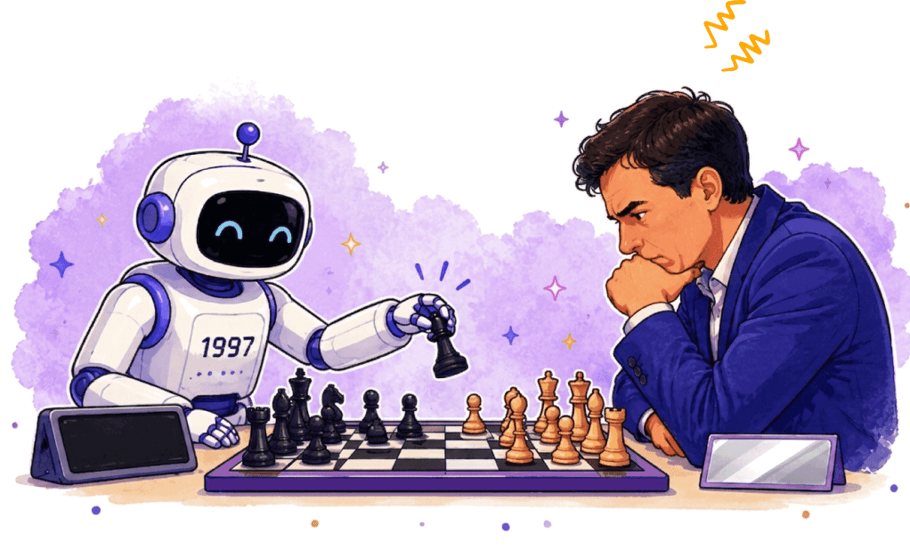 Representación de una persona interactuando con sistemas de Inteligencia Artificial.